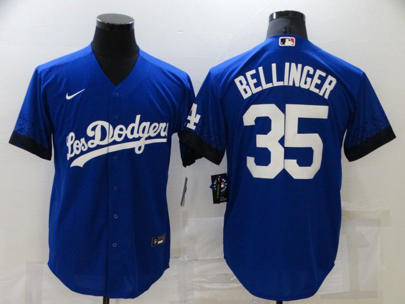 Men Los Angeles Dodgers #35 Bellinger Blue City Edition Game Nike 2021 MLB Jersey